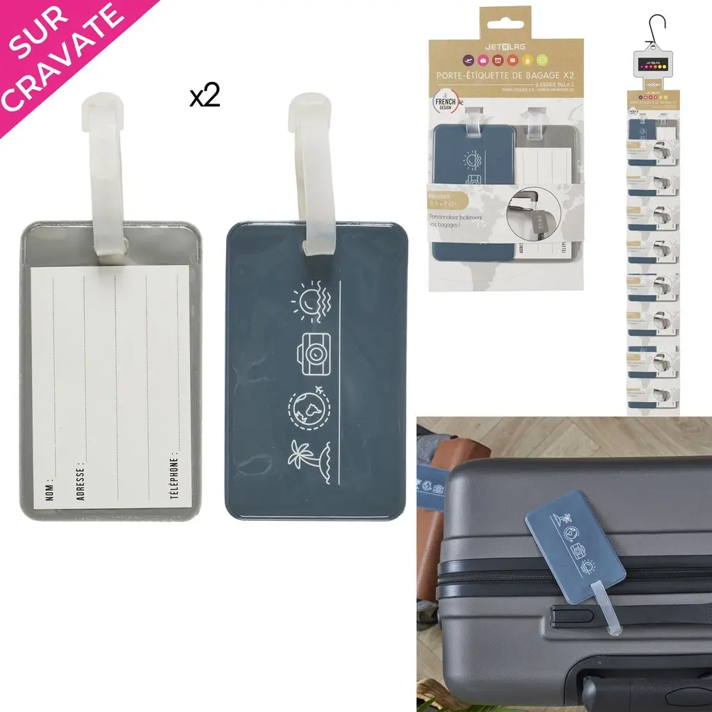 Porte etiquette à bagages x2