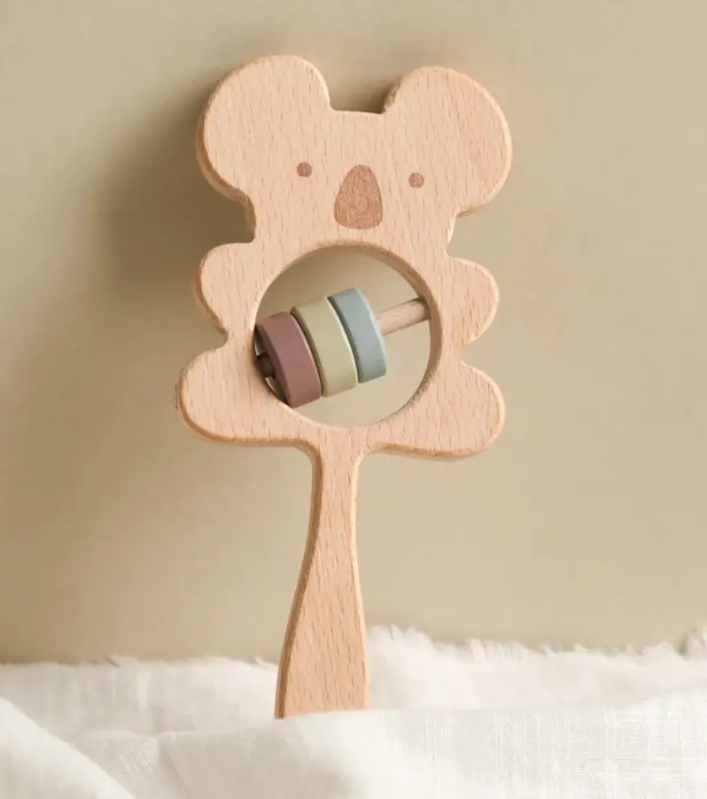 Koala rattle with sound made from 100% natural beech wood