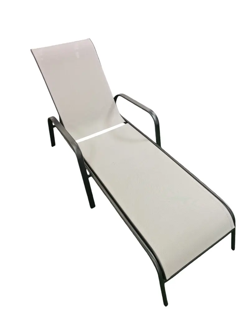 Reclining Grey Sun Lounger with 5-Position Backrest 194x98 cm