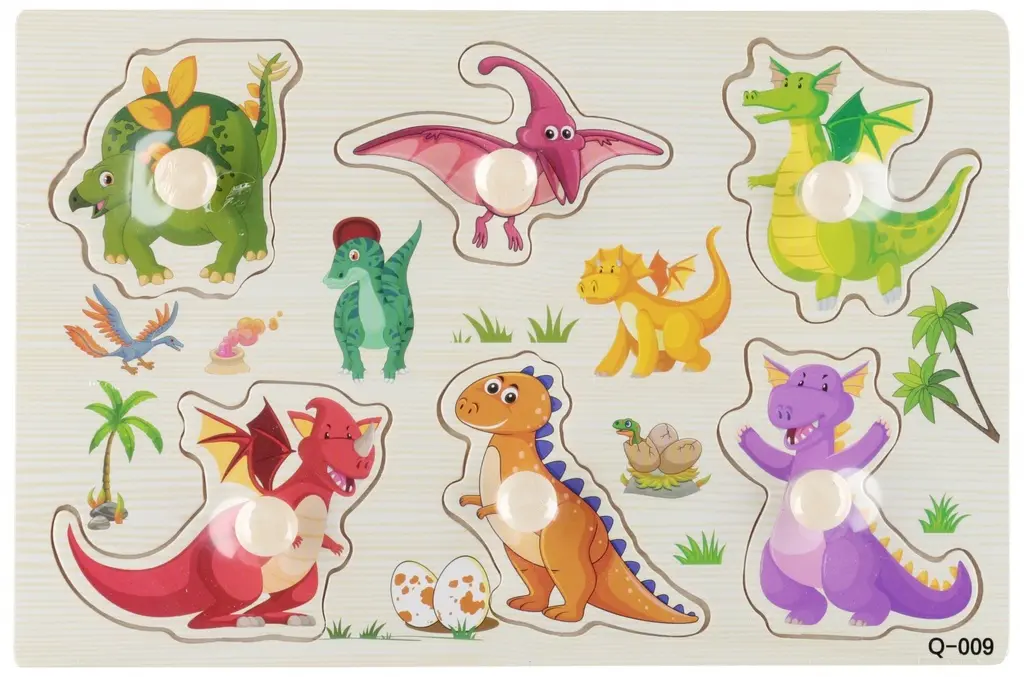 [545198 ZEN12] Wooden dinosaur puzzle 6 pc