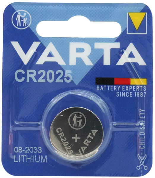 Varta CR2025 1st button battery on card
