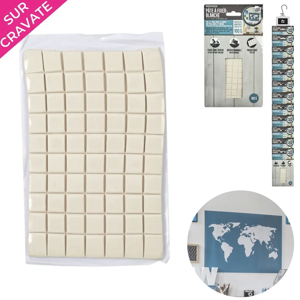 Pate à fixer reutilisable blanche 100g