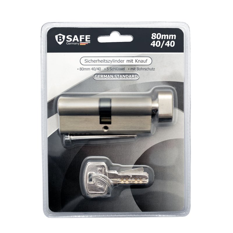 Safety button cylinder 80mm (40/40) with 5 keys