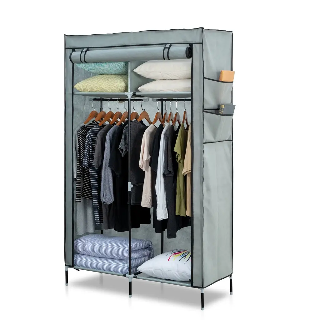Herzberg HG-8012: Grey Storage Wardrobe 108x45x170 cm