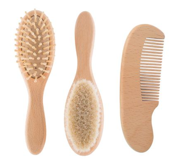 Kit brosses et peigne bÃ©bÃ© en bois naturel