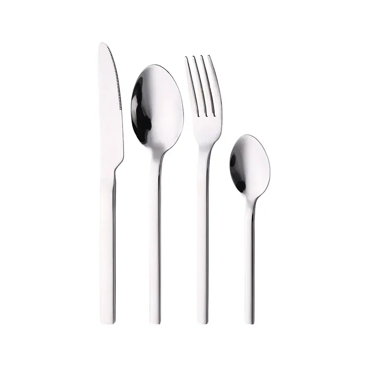 Set of 4 mirror-polished stainless steel cutlery, urban style