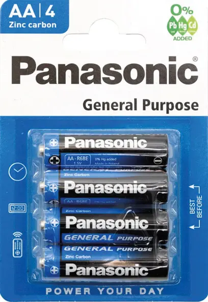 Batterie Panasonic R6 AA 4-pack sur la carte