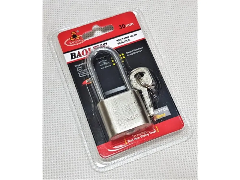 [EHO1504 ZEN14] Chrome padlock, long eye, 30 mm