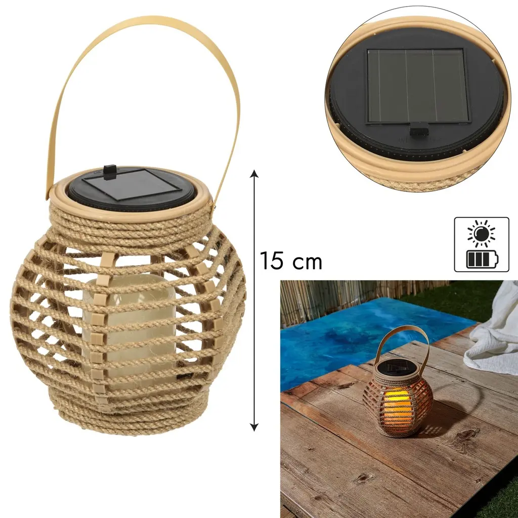 Solar candle effect lantern h15cm