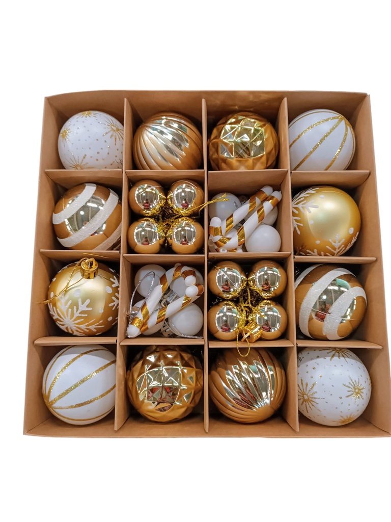 KIT 40 WHITE 1 GOLDEN XMAS TREE DECO