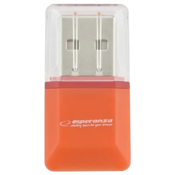 Orange USB micro SD card reader