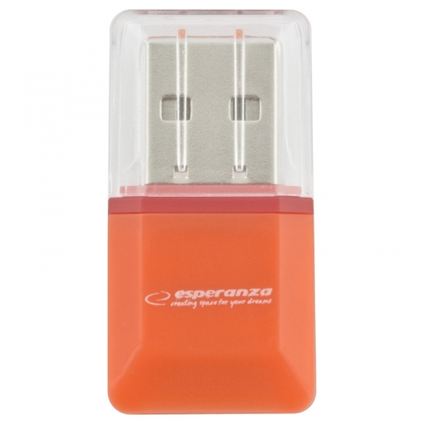 Orange USB micro SD card reader