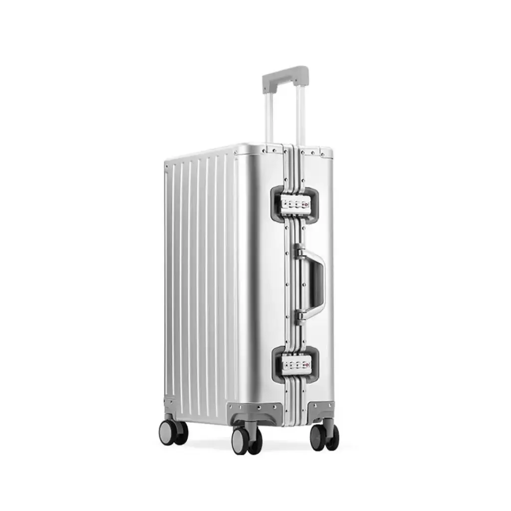 Tin Goose 1870 Silver aluminum suitcase, rigid and secure