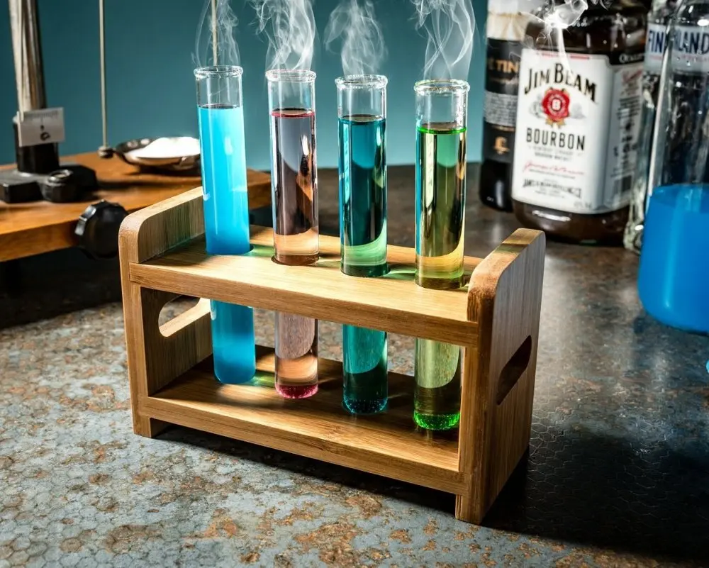 [2801 ZEN21] 4 -piece party test tubes with wooden support