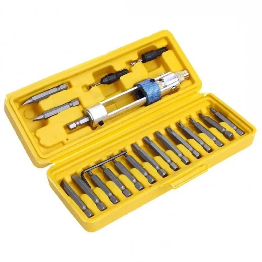Rotary drill bit changer with 18 bits and case