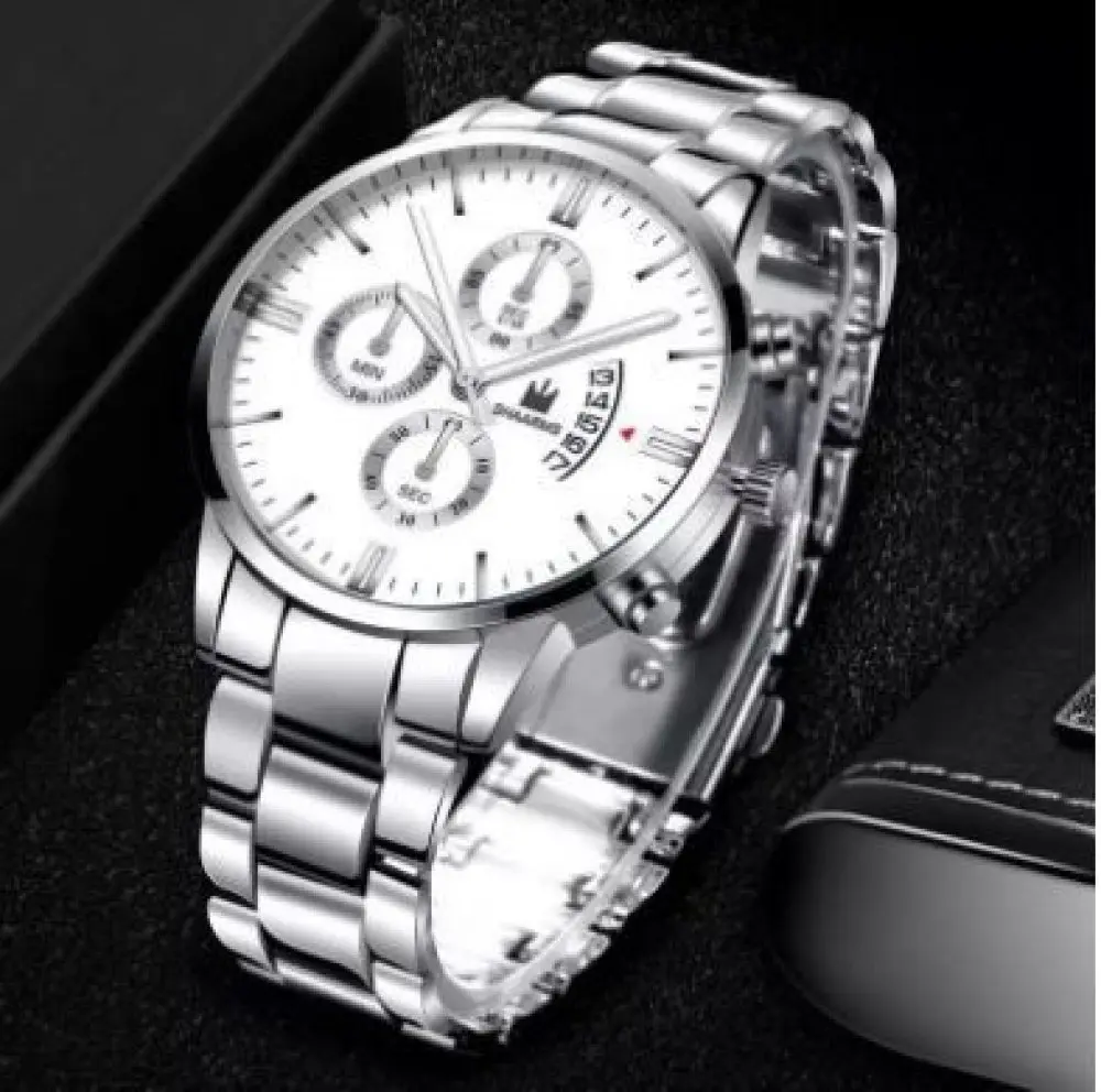 Michael silver-tone quartz watch with 20mm metal band