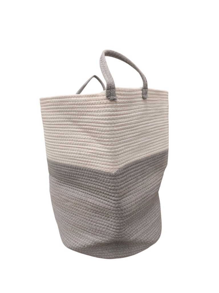 Cream and gray storage basket