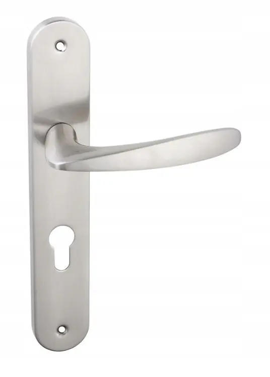 Goa Door Handle, Long Escutcheon Satin Aluminium