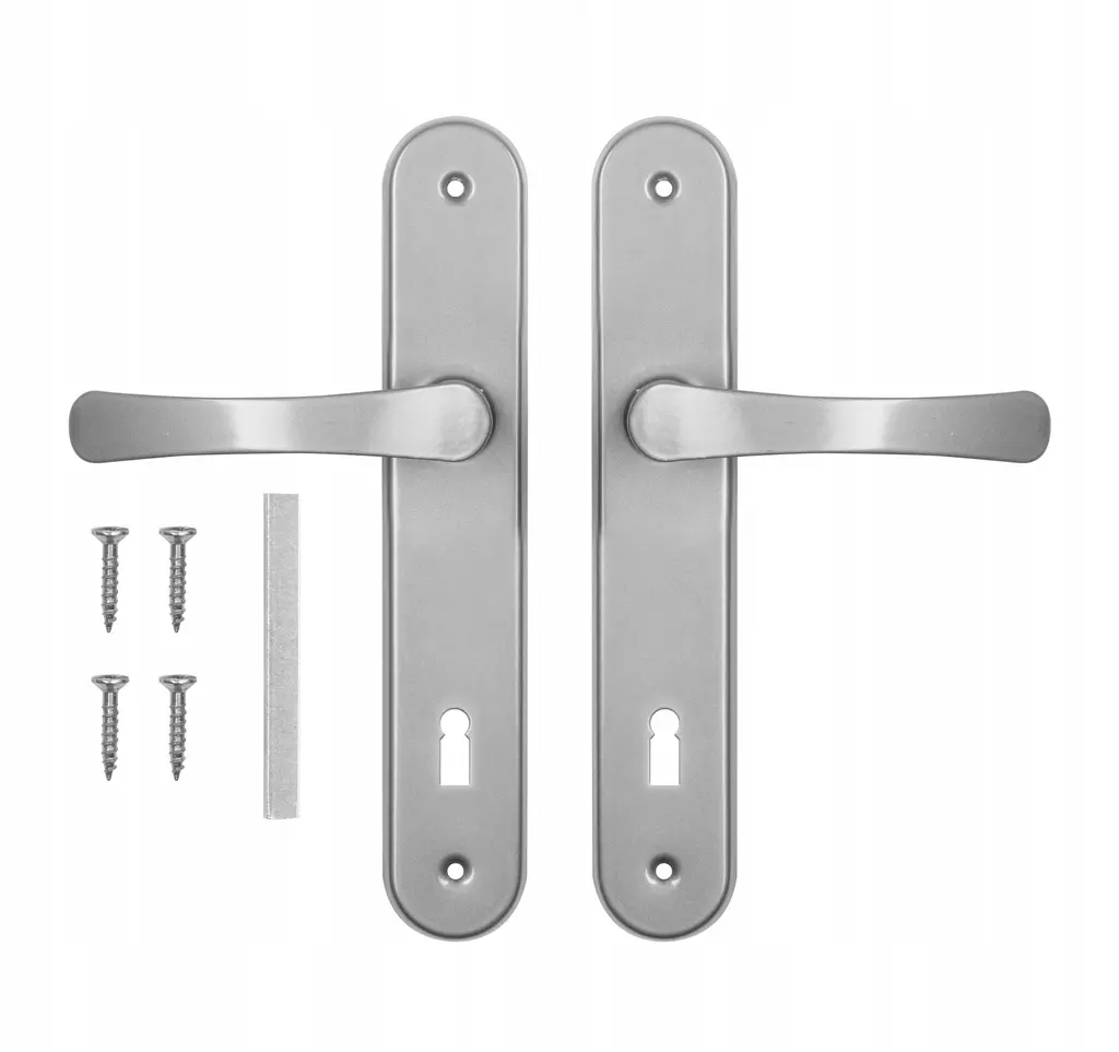 Door handle 72 mm center distance silver biscuit key