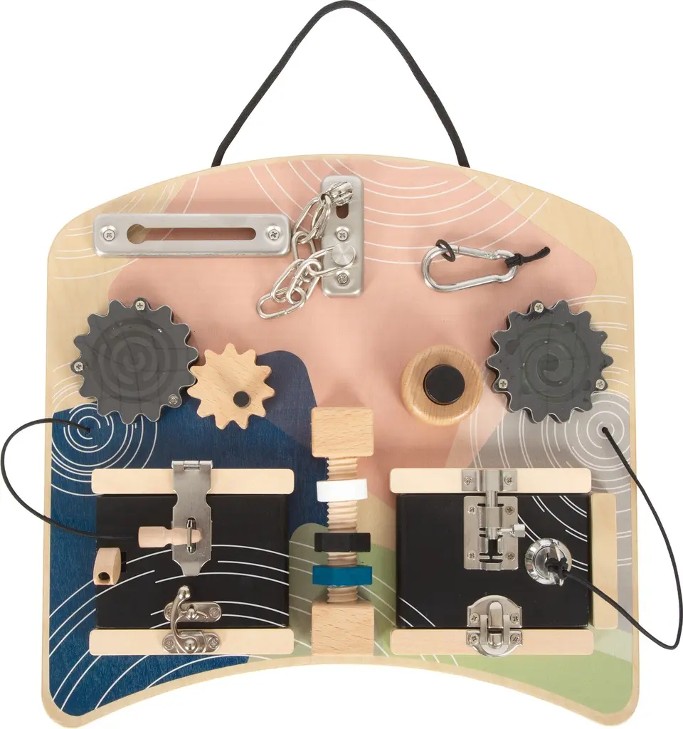 Wooden Locks and Rotation Busy Board, 25x30x1.5 cm