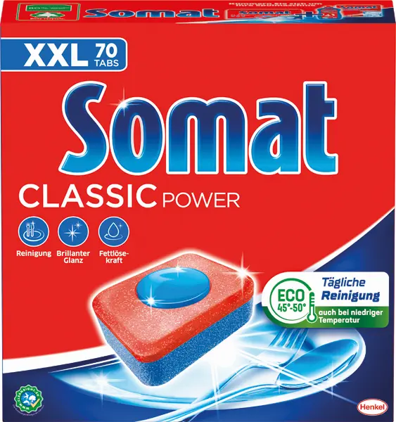 [828 ZEN24] SOMAT Comprimes nettoyants pour lave-vaisselle 70 XXL Tabs