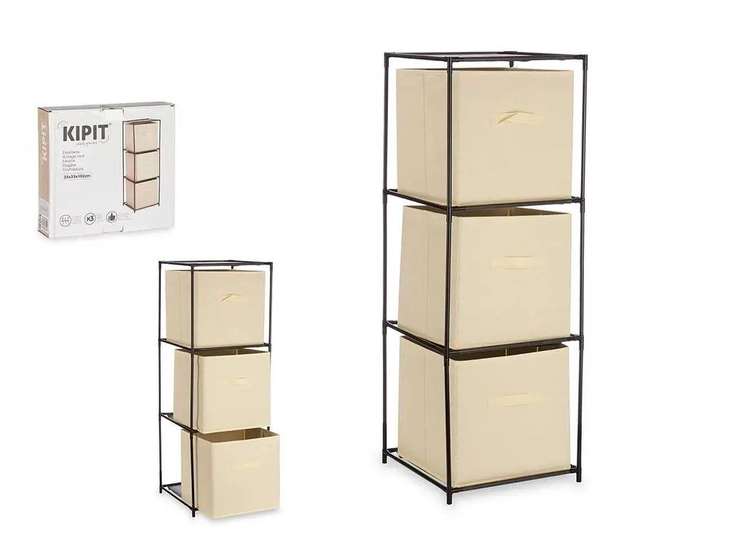 3-Drawer Shelf Unit in Natural TNT Fabric