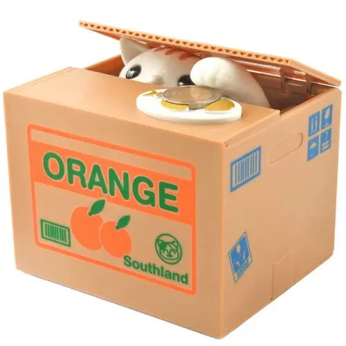Battery piggy bank - kitten