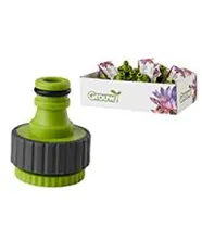 Faucet connector 1/2"-3/4" with round button