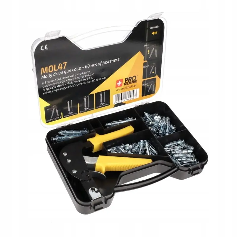 Valise à pinces à chevilles Molly, lot de 60 pièce