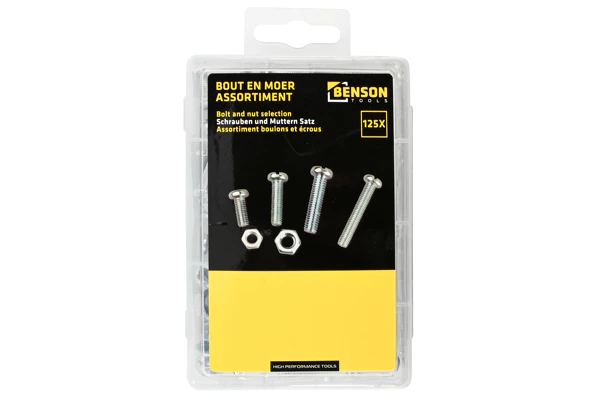 Selection of bolts and nuts 125 pc