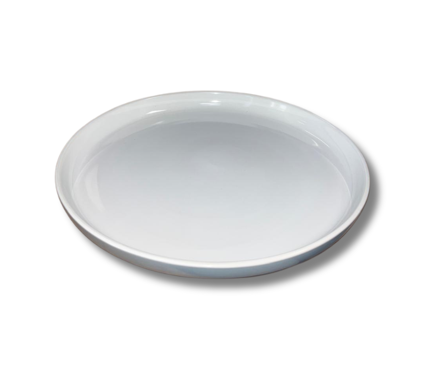 Assiette gris/blanc petite bord haut