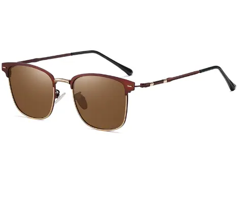 [27 - A677M] (27 - A677M) Lightweight brown metal sunglasses. Cat. 3. Strong light. CE