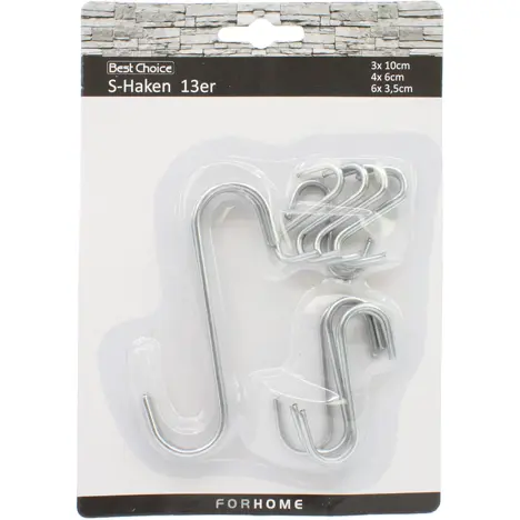 Crochet S forme aspect acier inoxydable 13er