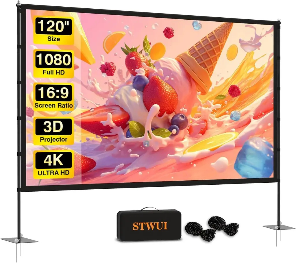 Outdoor projector screen with support 120 inches