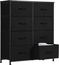 [CAB-8BC-V2-BK] 8-Drawer Dresser for Bedroom Storage (Noir)