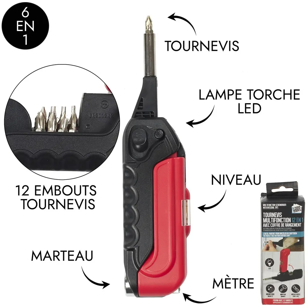 12-in-1 Multifunction Screwdriver with Interchangeable Bits