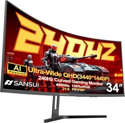 Écran sansui 34 inch incurvé 240 hz