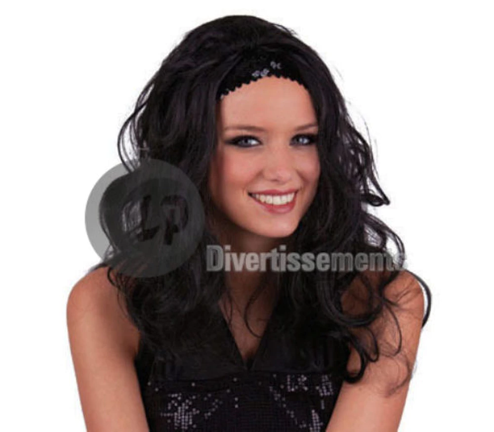 [57583 ZEN31] Long hair gogo dancer wig – black