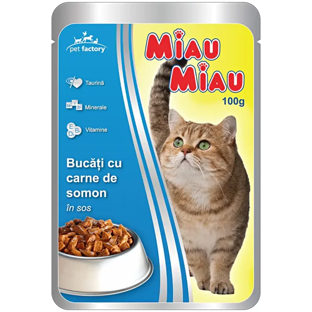Miau Miau Nourriture humide pour chat 100 g – Saumon