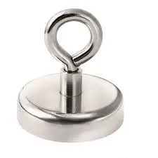 Magnetic hook with eyelet for hanging and mounting
