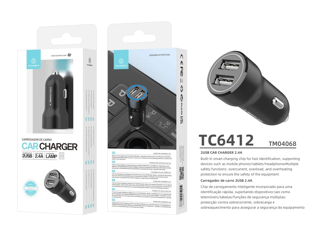 Chargeur de voiture 2,4 A avec prise allume-cigare