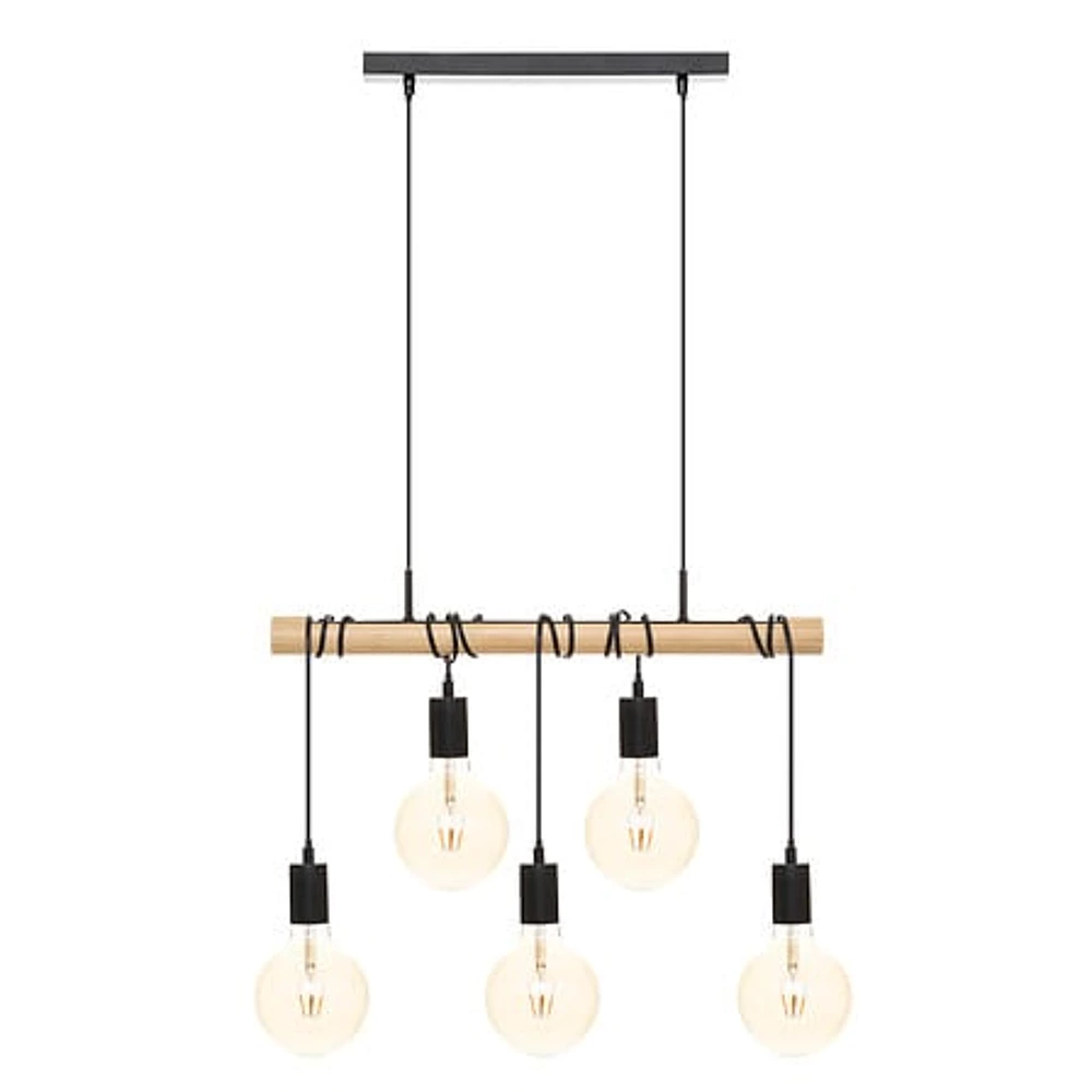 Quintuple metal pendant light Jake black L120 cm