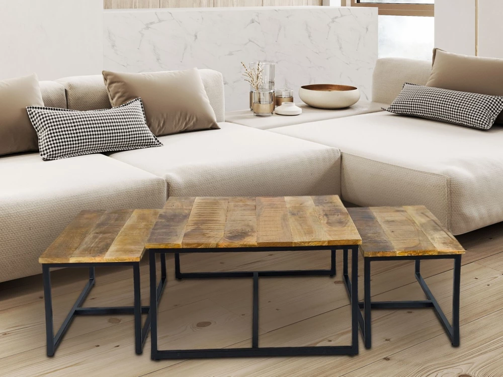 Table basse – ensemble de 3 tables d’appoint 