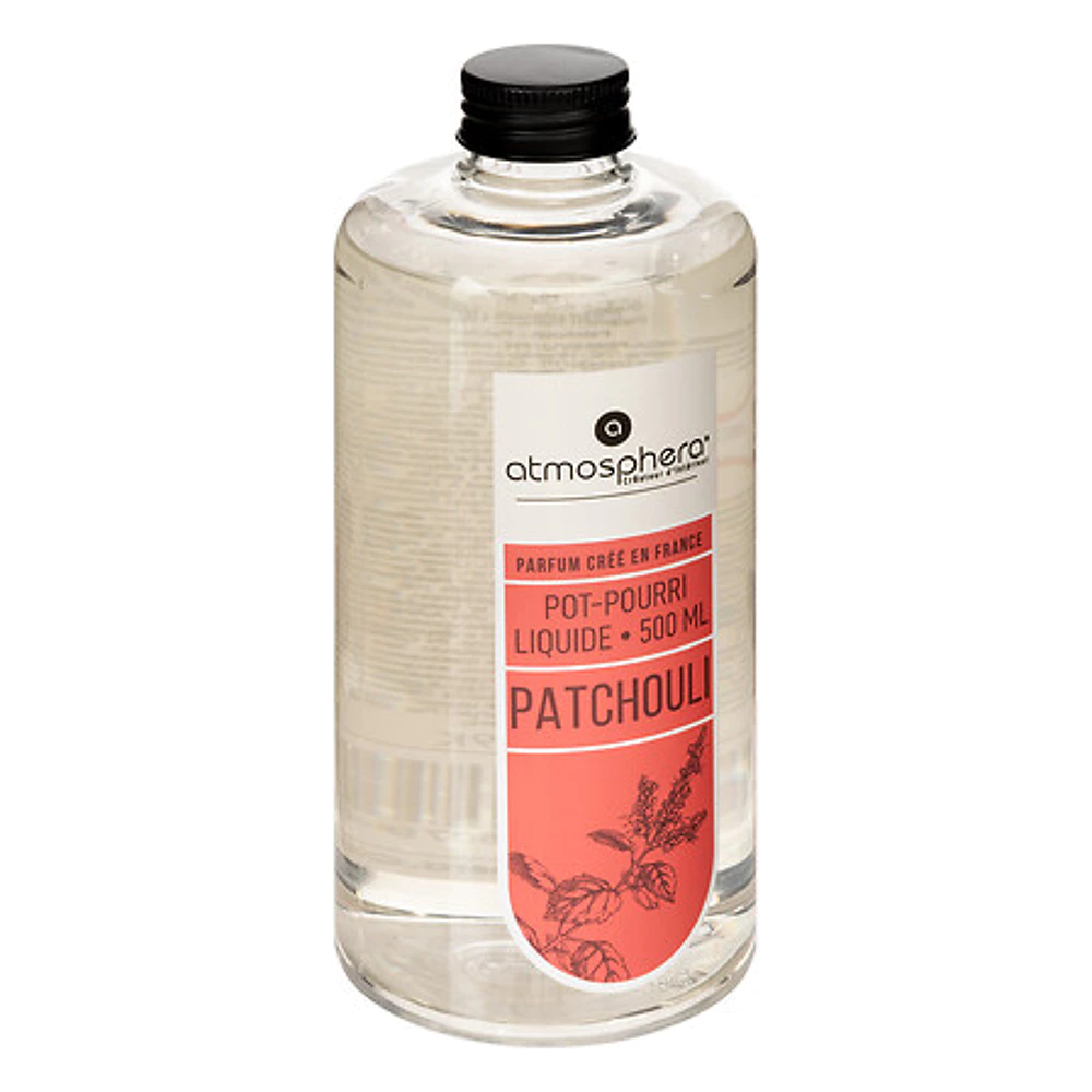 Recharge pot-pourri parfum Kili patchouli – 500 ml transparent