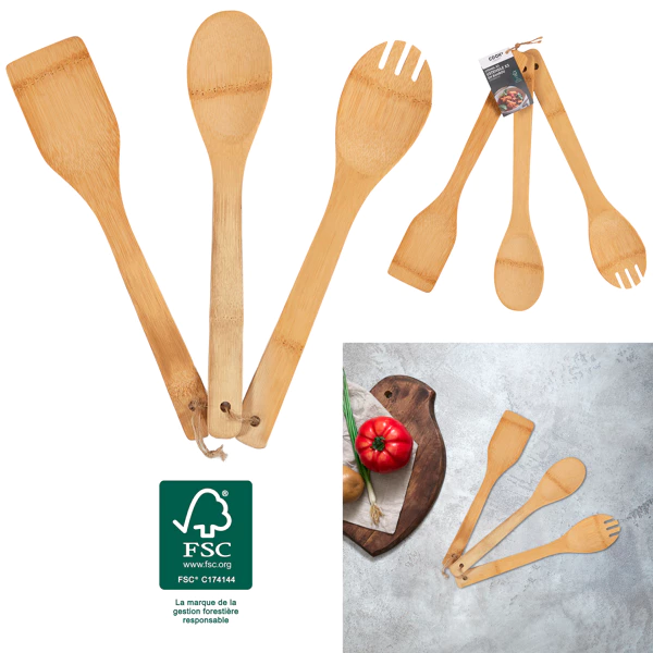 [KU0015 ZEN29] Set of 3 Bamboo utensils