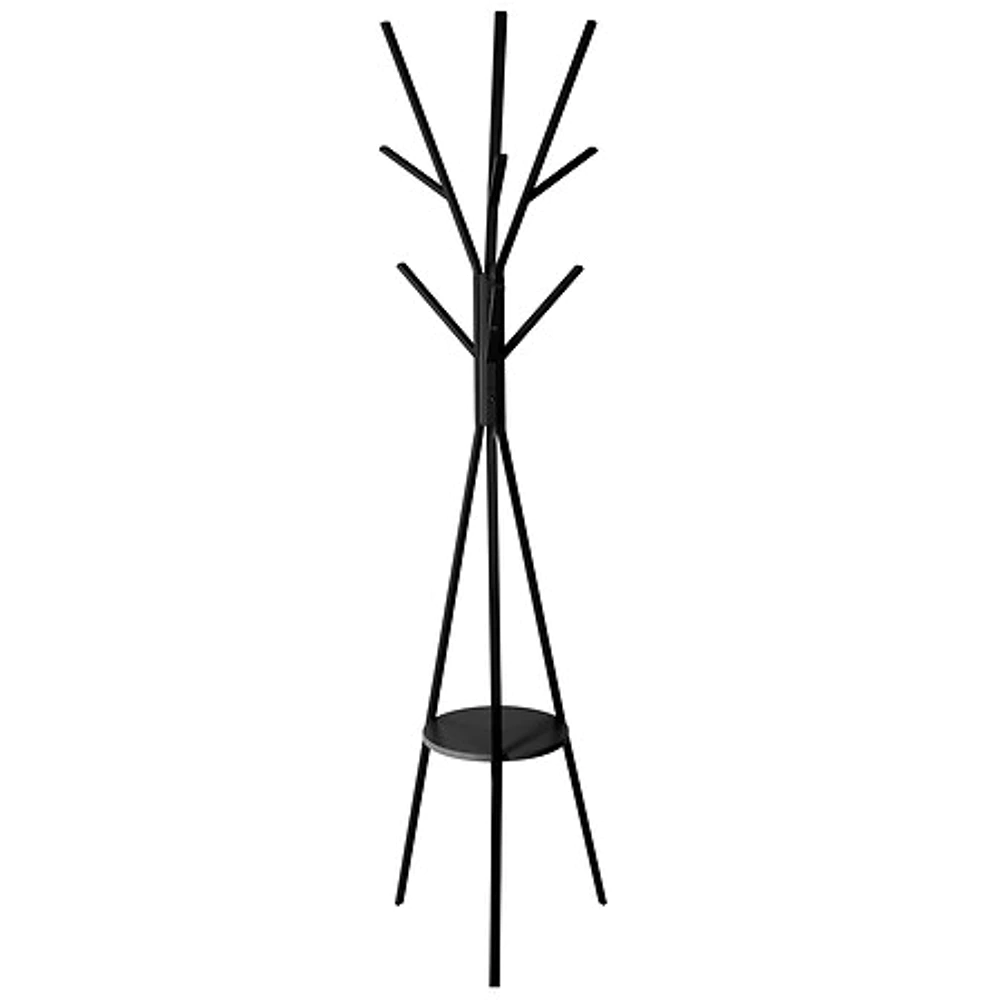 Metal coat rack with 9 hooks - matte black 180 cm