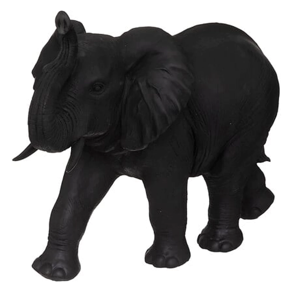 [185993 ZEN29] Elephant decoratif en résine Alban H52 cm – gris foncé