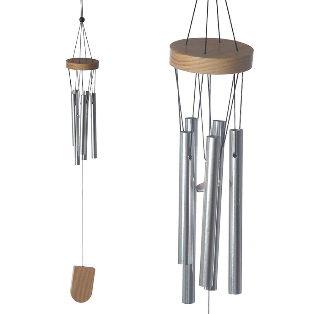Wooden wind chime with metal tubes 37 cm