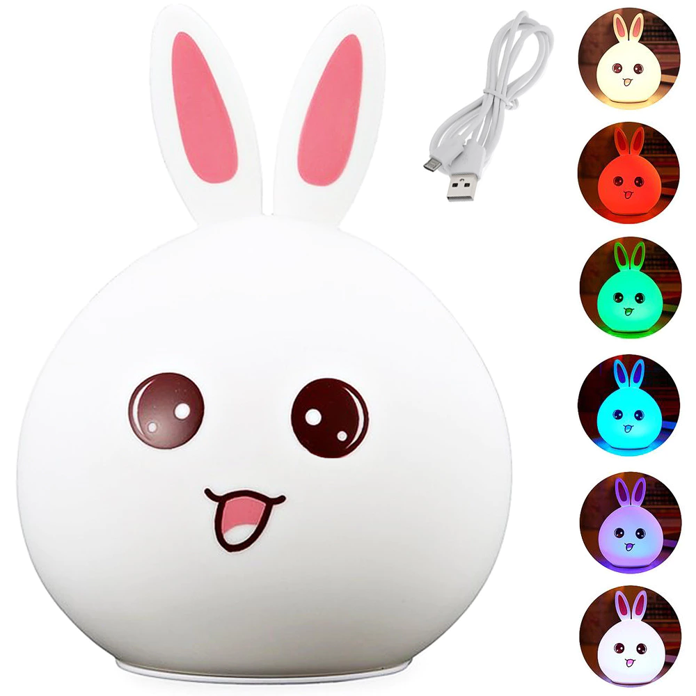 Lampe de chevet enfant LED lapin RGB tactile