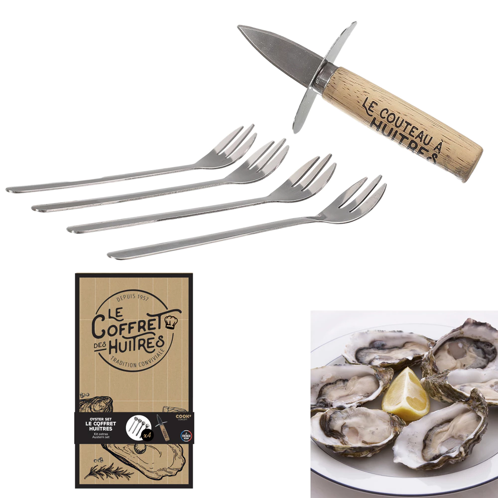 Coffret huitres avec couteau x1 et fourchettes x4